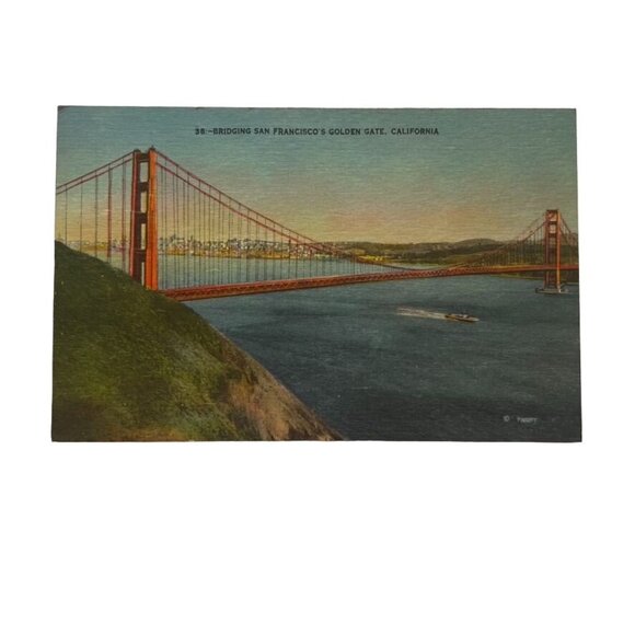 Vintage San Francisco Golden Gate Bridge California Topographical Standard Postc - Picture 1 of 2